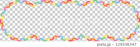 彩色紙花環框架插圖 | 花環，紙鏈，花環，色彩鮮豔，裝飾，派對 129336347