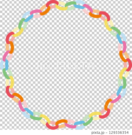 彩色紙花環框架插圖 | 花環，紙鏈，花環，色彩鮮豔，裝飾，派對 129336354