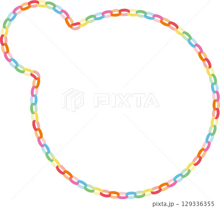 カラフルな紙の輪飾りのフレームイラスト｜輪飾り,ペーパーチェーン,ガーランド,カラフル,装飾,パーテ 129336355