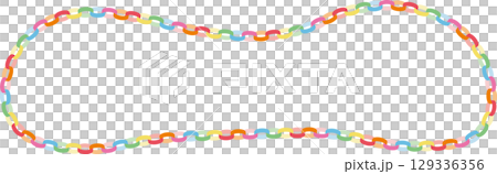 カラフルな紙の輪飾りのフレームイラスト｜輪飾り,ペーパーチェーン,ガーランド,カラフル,装飾,パーテ 129336356