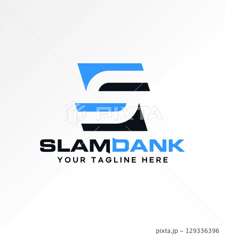 Logo design graphic concept creative premium vector stock image top sell initial S italic font negative cut tech speed monogram to tech brand overlap 129336396