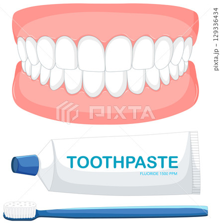 Dental Hygiene Essentials Illustration 129336434