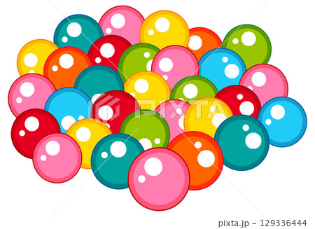 Pile of Colorful Glossy Candy Balls Vector Illustration 129336444