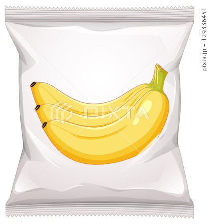 Banana Snack Packaging Vector Illustration on White Background 129336451