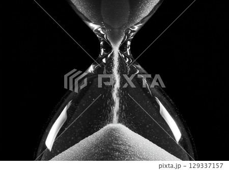 Hourglass Sand Time Black and White Photo 129337157