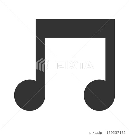シンプルな黒色の八分音符のアイコンイラスト 129337183