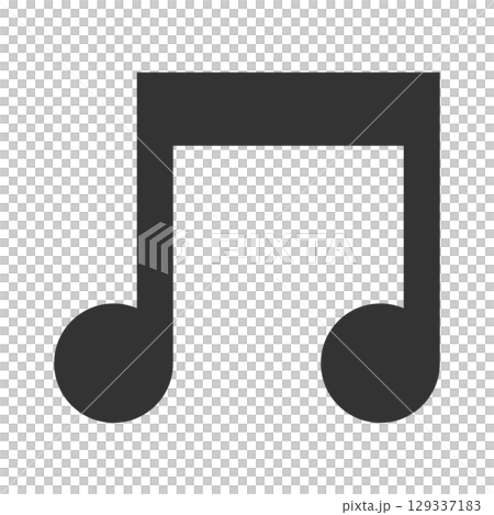 シンプルな黒色の八分音符のアイコンイラスト 129337183