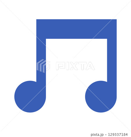 シンプルな青色の八分音符のアイコンイラスト 129337184
