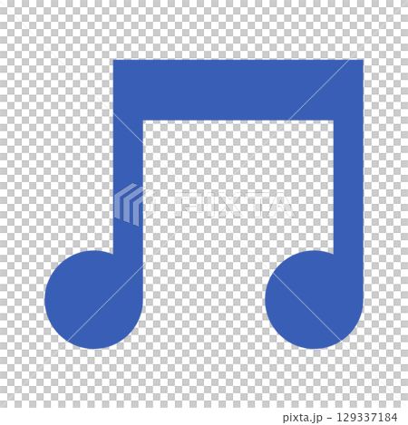 シンプルな青色の八分音符のアイコンイラスト 129337184