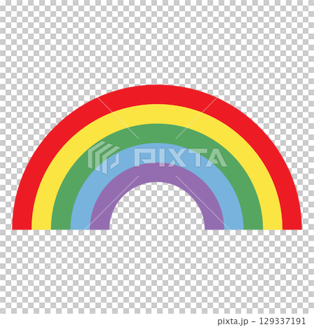 Simple semicircular rainbow illustration (5 colors: red, yellow, green, light blue, and purple) 129337191