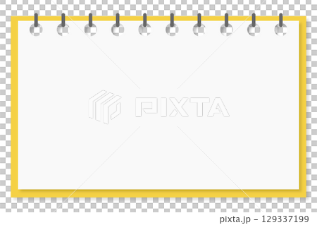 黄色い枠と黒いリングの横向きスケッチブック 129337199