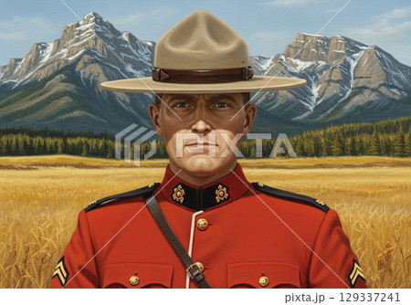 Portrait of a Royal Canadian Mounted Police Officer Portrait of a Royal Canadian Mounted Police Officer 129337241