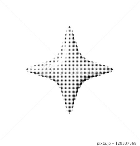 Rounded halftone star shape with dotted gradient texture. Retro abstract vector symbol in black and white, isolated on white background. Comic-style pop art design element. Rounded halftone star shape with dotted gradient texture. Retro abstract vector symbol in black and white, isolated on white background. Comic-style pop art design element. 129337369