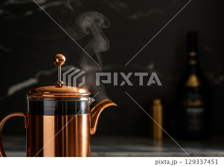 Copper French Press Coffee Maker with Steam 129337451