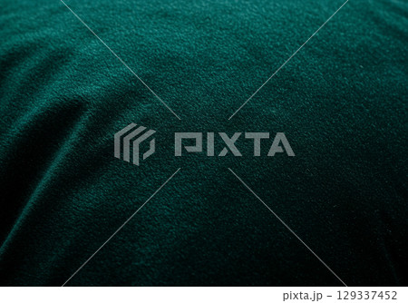 Dark Teal Velvet Fabric Texture, CloseUp 129337452