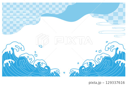 和風の波飛沫のベクターイラスト背景素材 和風の波飛沫のベクターイラスト背景素材 129337616