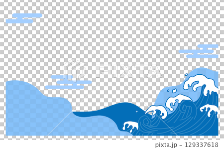 清爽的海日式向量插畫背景 129337618