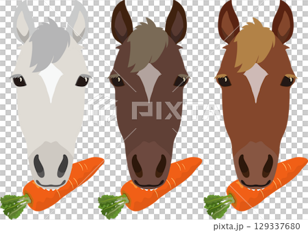 馬と人参のセット 129337680