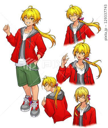金髪の男性のキャラクターシート 129337743