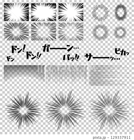 漫畫風格的集中線效果線 129337911