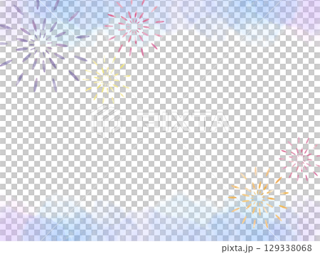 打ち上げ花火の夏イメージの水彩背景フレーム 129338068