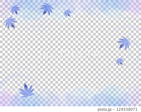 青紅葉と波紋の夏イメージの水彩背景フレーム 129338071