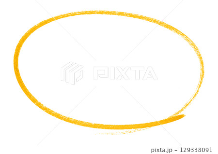 Yellow pencil highlight circle mark isolated on transparent background 129338091