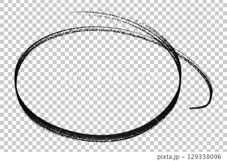 Black pencil highlight circle mark isolated on transparent background 129338096