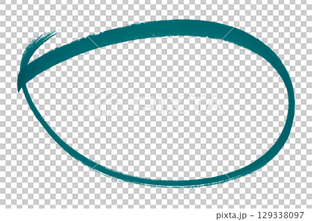 Green pencil highlight circle mark isolated on transparent background 129338097