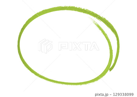 Green pencil highlight circle mark isolated on transparent background 129338099