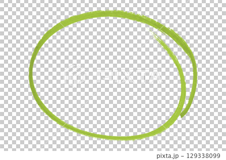 Green pencil highlight circle mark isolated on transparent background 129338099