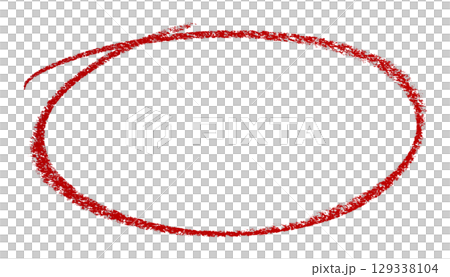 Red pencil highlight circle mark isolated on transparent background 129338104