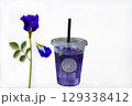 herbal drinks butterfly pea flowers honey lemon cold tasty menu for health care 129338412