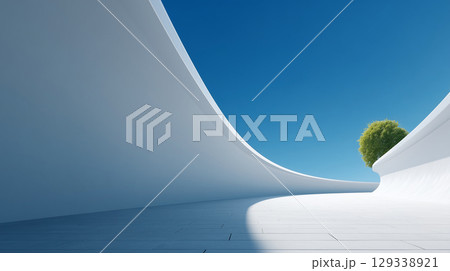 marble floor with sky 129338921