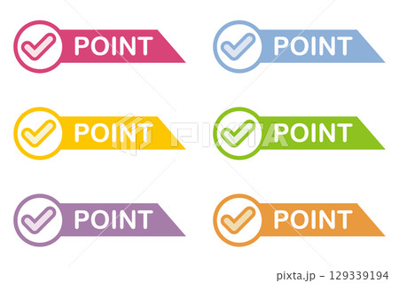 付箋風イラスト素材：ポイント,重要,マーク,チェック,注目,注意 129339194