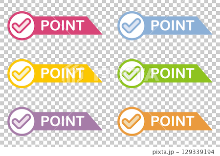付箋風イラスト素材：ポイント,重要,マーク,チェック,注目,注意 129339194