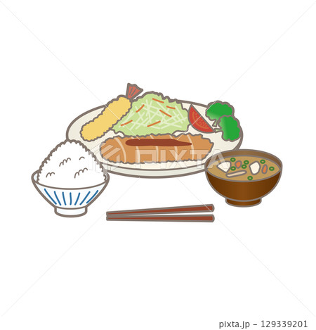 洋食の晩ご飯のイラスト 洋食の晩ご飯のイラスト 129339201