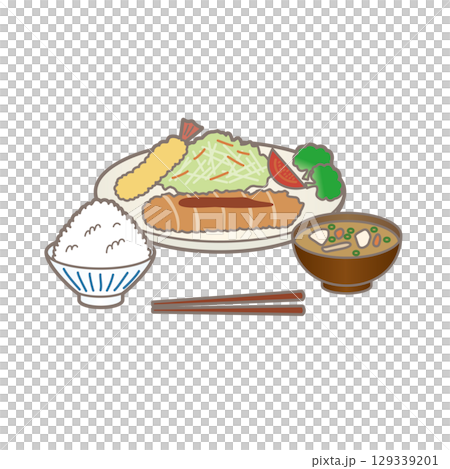 洋食の晩ご飯のイラスト 洋食の晩ご飯のイラスト 129339201