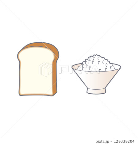 食パンとご飯のイラスト 129339204