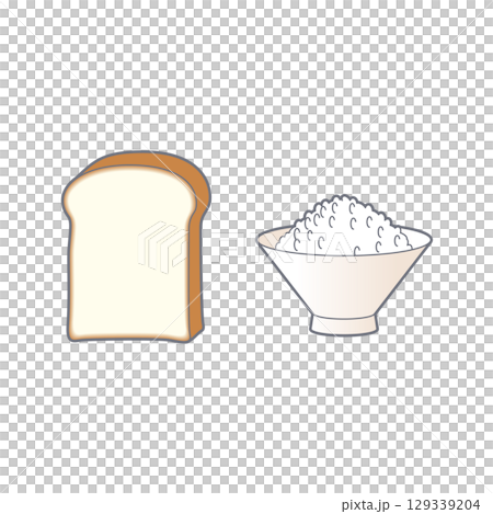 食パンとご飯のイラスト 129339204