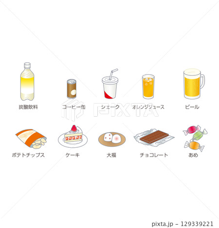 各食べ物のカロリー　イラスト 129339221