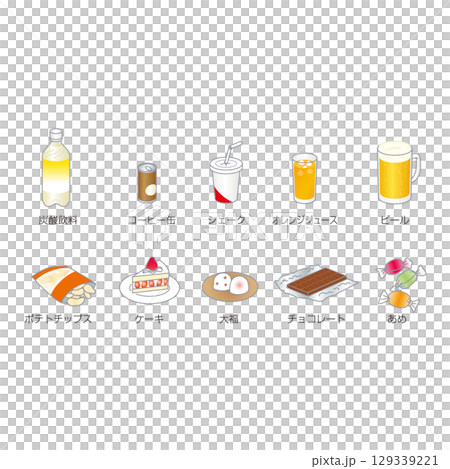 各食べ物のカロリー　イラスト 129339221