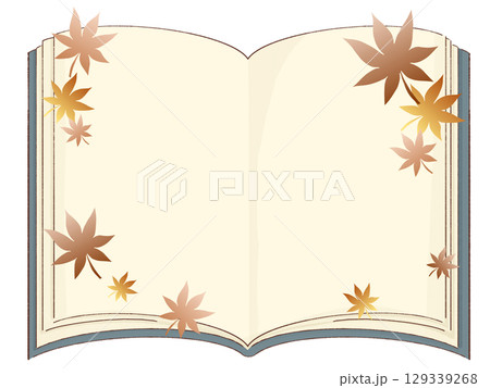 ノートと紅葉のフレームイラスト 129339268