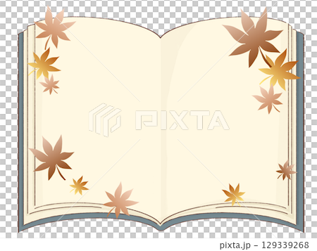 ノートと紅葉のフレームイラスト 129339268