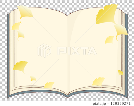 筆記本和銀杏框架插圖 129339271