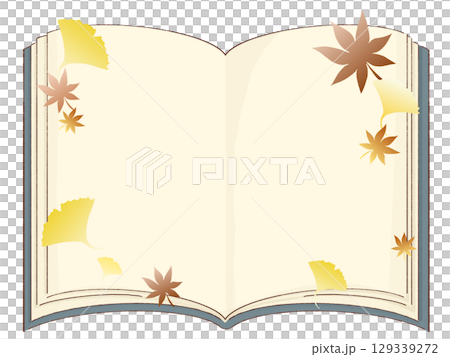 筆記本、銀杏樹和秋葉的插圖 129339272