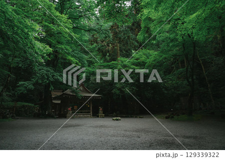 Traditional lanterns at Kifune Shrine in summer evening in Kyoto, Japan 129339322