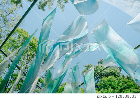 Summer travel in Kyoto, Japan - Arashiyama Yusai-tei floating silk 129339333