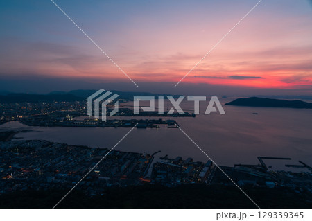 Panoramic View of Takamatsu from Mount Yashima at Sunset Panoramic View of Takamatsu from Mount Yashima at Sunset 129339345