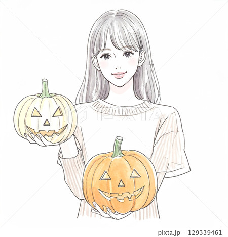 ハロウィンコスチュームの女の子イラスト 129339461